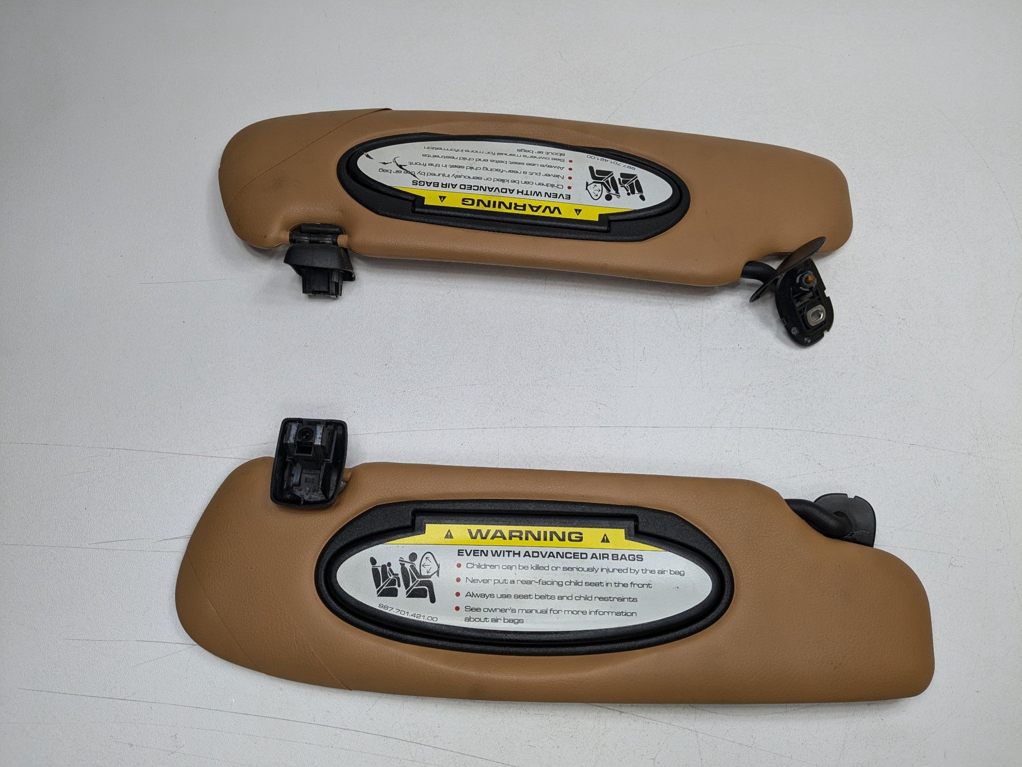 06 - 08 OEM PORSCHE CAYMAN FRONT LEFT AND RIGHT SIDE INTERIOR ROOF SUN VISOR