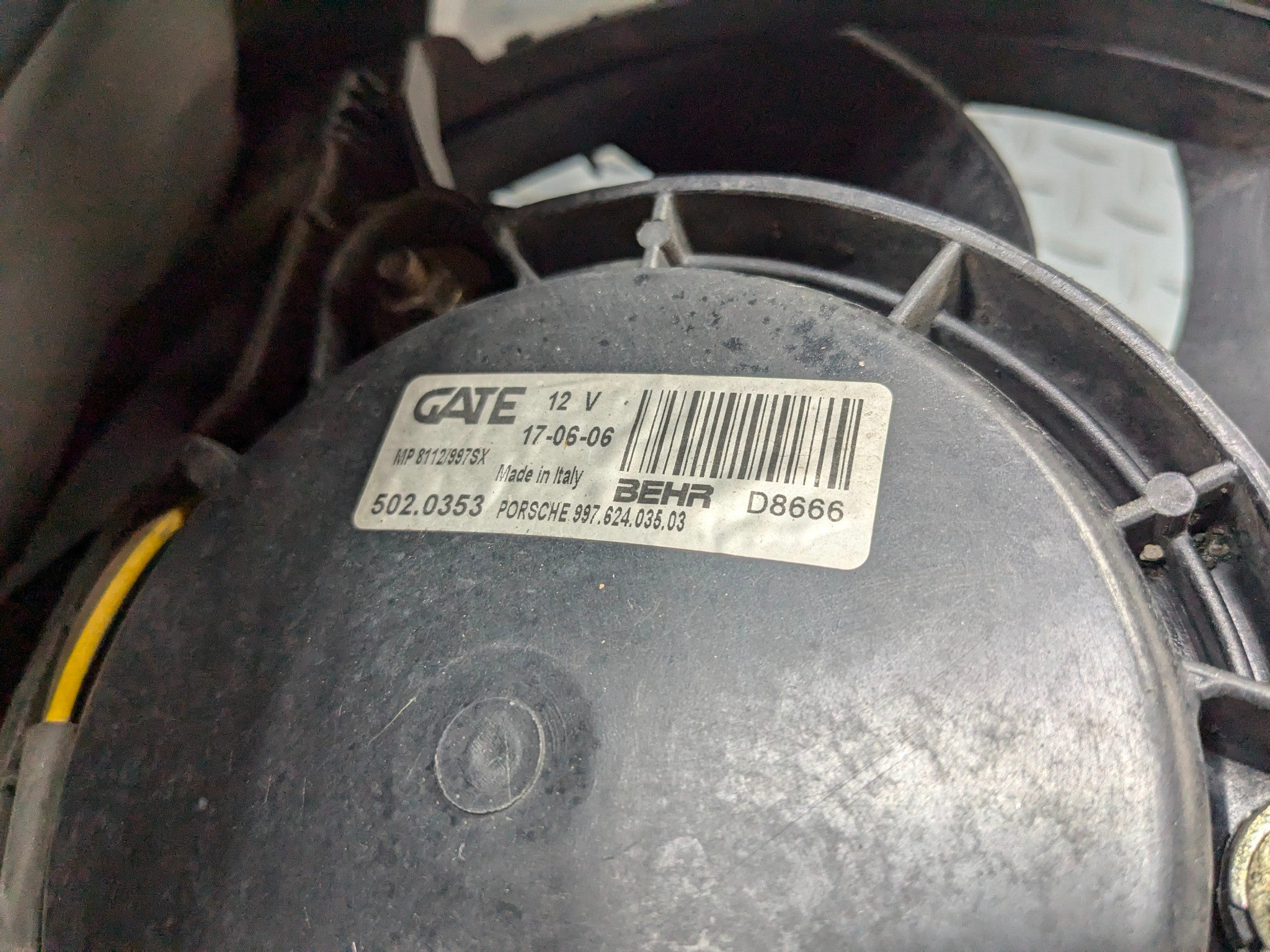 06 - 08 OEM PORSCHE CAYMAN LEFT SIDE ELECTRIC COOLING MOTOR FAN ASSEMBLY