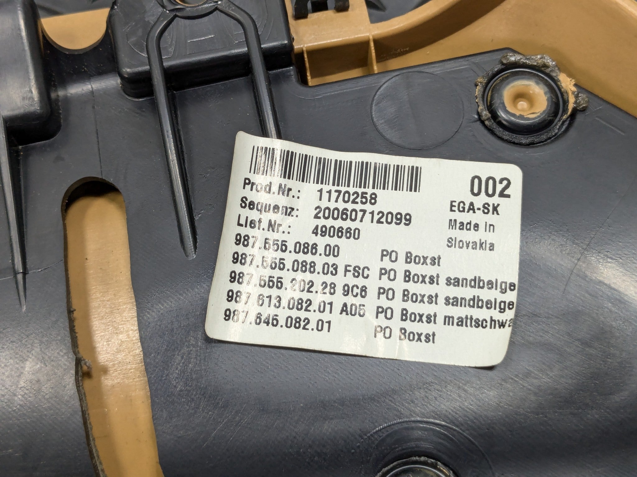 06 - 08 OEM PORSCHE CAYMAN RIGHT PASSENGER SIDE INTERIOR DOOR PANEL LEATHERETTE