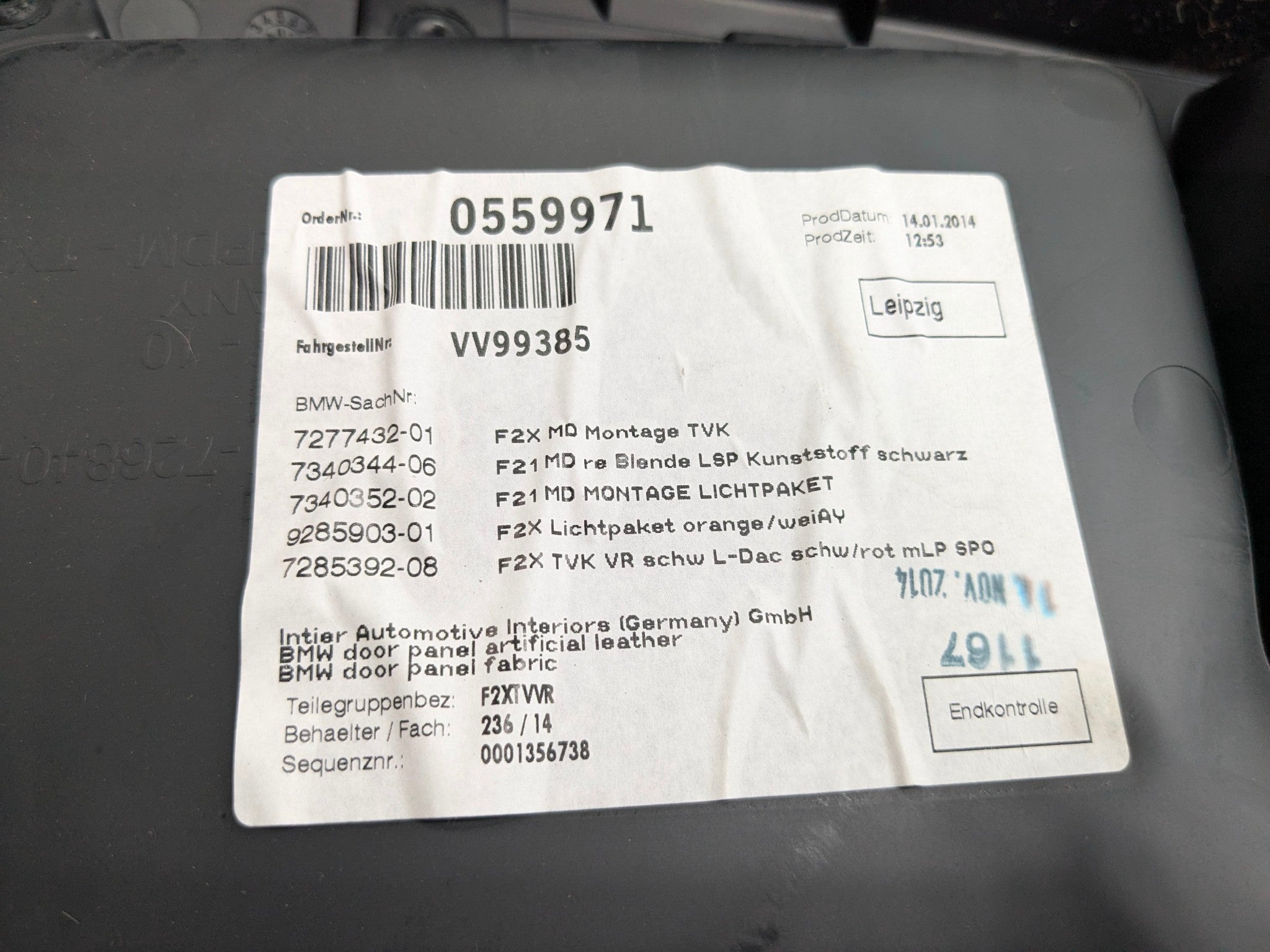 2014 - 2016 BMW 228I OEM DOOR TRIM PANEL INTERIOR FRONT RIGHT PASSENGER