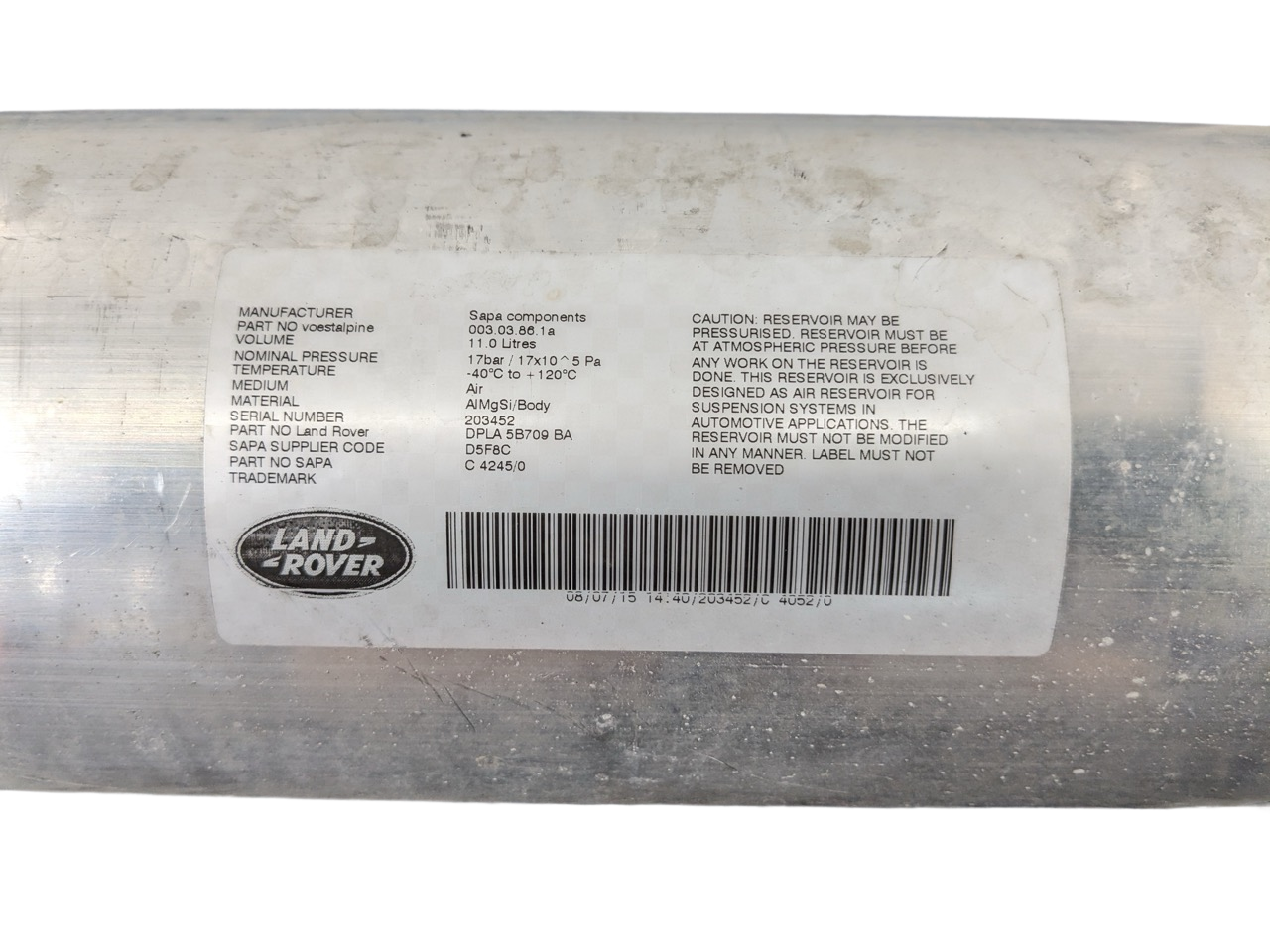 2013 - 2017 LAND ROVER RANGE ROVER OEM AIR SUSPENSION RESERVOIR TANK