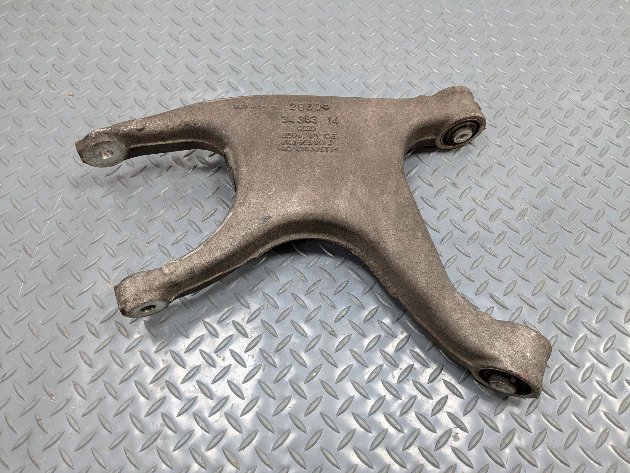 2008 - 2011 OEM AUDI A4 REAR LEFT SIDE REARWARD LOWER CONTROL ARM ASSEMBLY