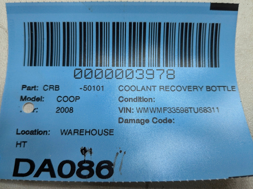 2006 - 2013 OEM MINI COOPER COOLANT RECOVERY RESERVOIR BOTTLE OVERFLOW TANK