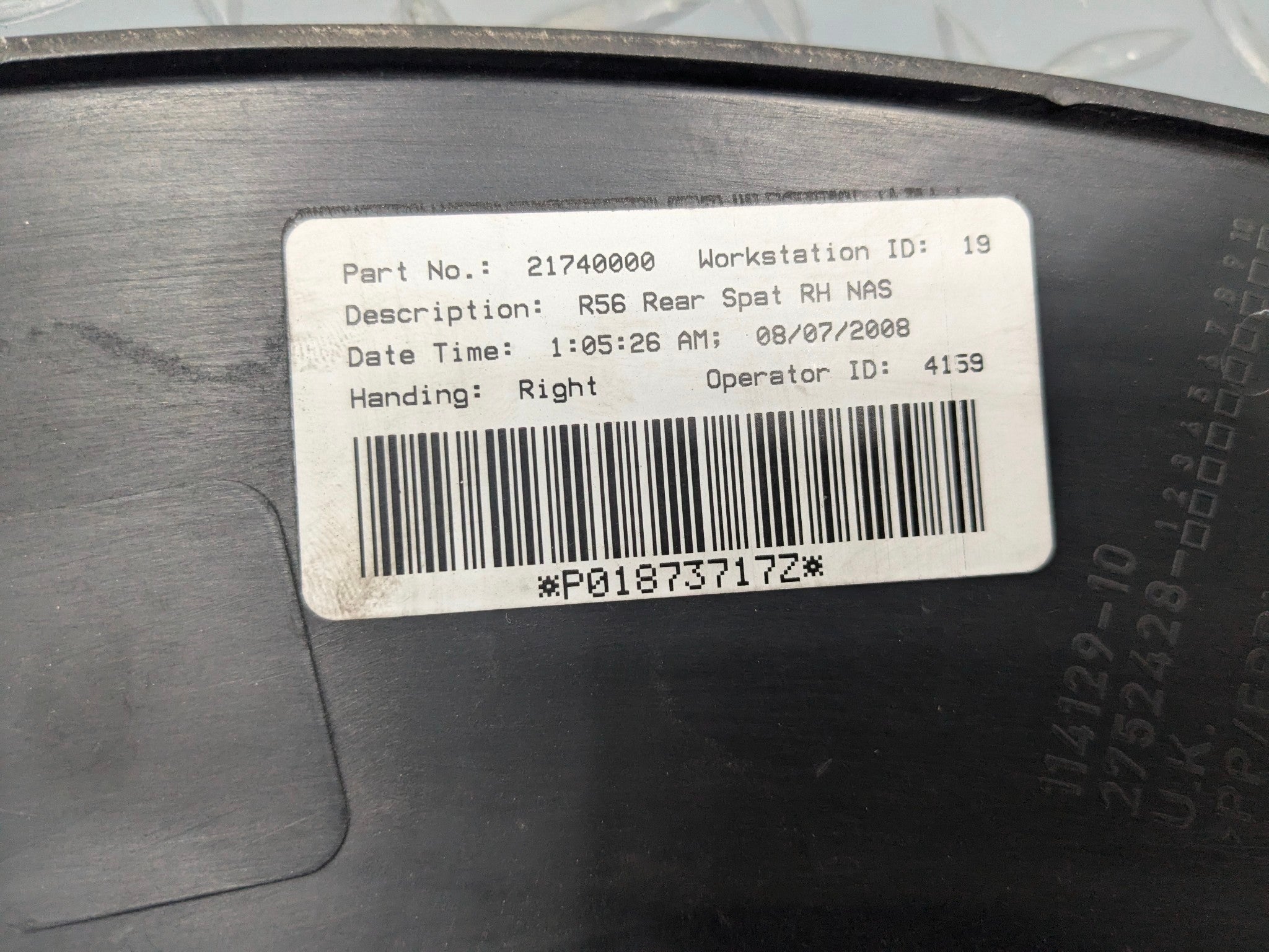 2006 - 2013 OEM MINI COOPER REAR RIGHT SIDE FENDER FLARE BODY MOLDING TRIM