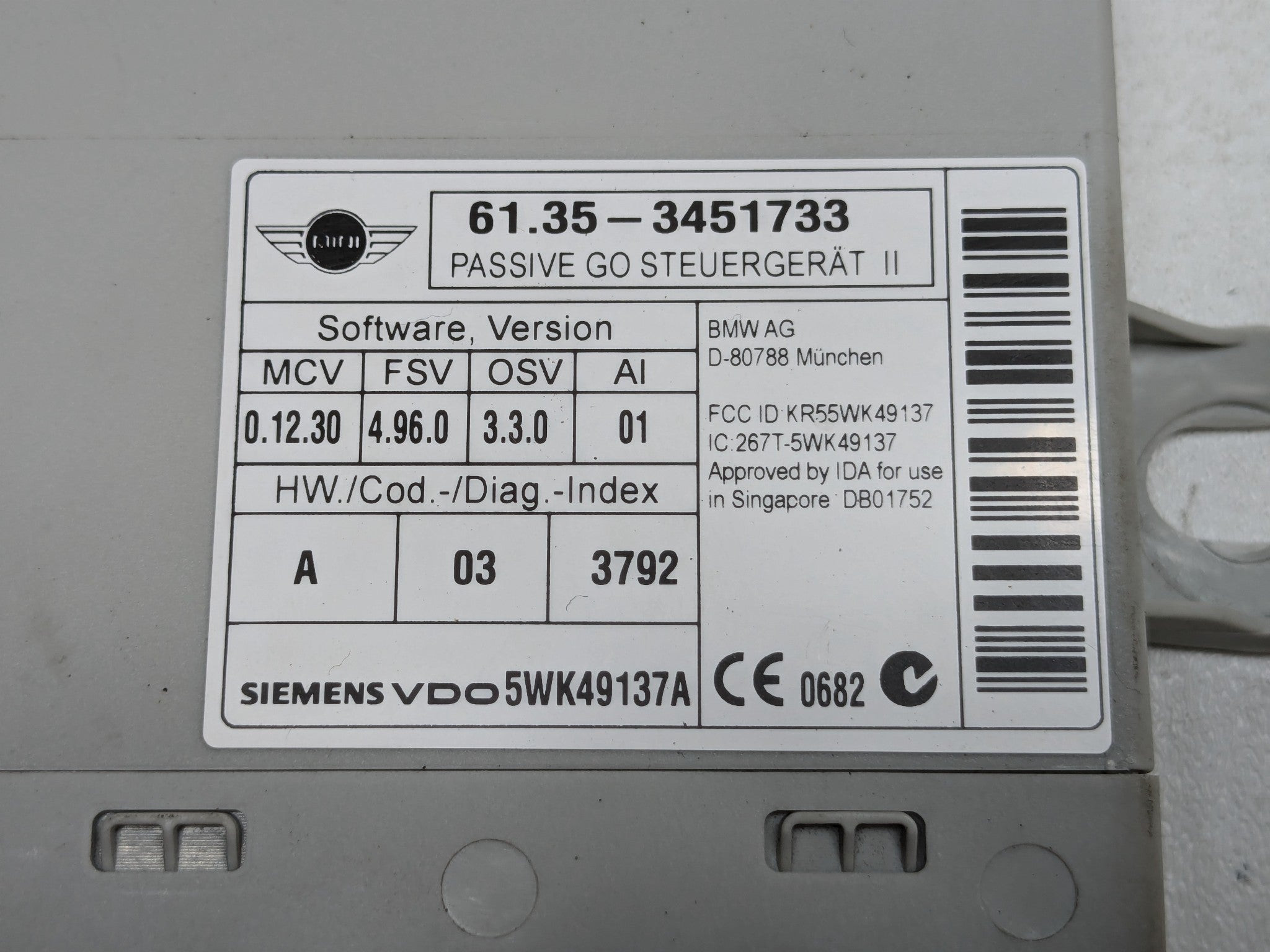 2006 - 2013 OEM MINI COOPER ANTI-THEFT LOCKING CONTROL MODULE