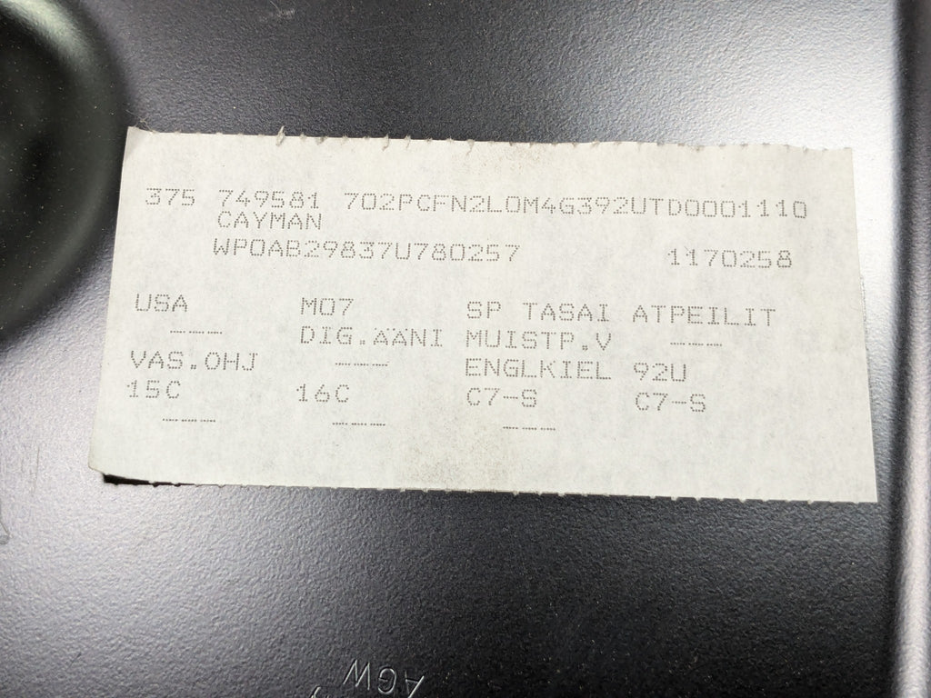 06 - 08 OEM PORSCHE CAYMAN RIGHT PASSENGER SIDE DOOR INNER CLOSEOUT COVER PANEL