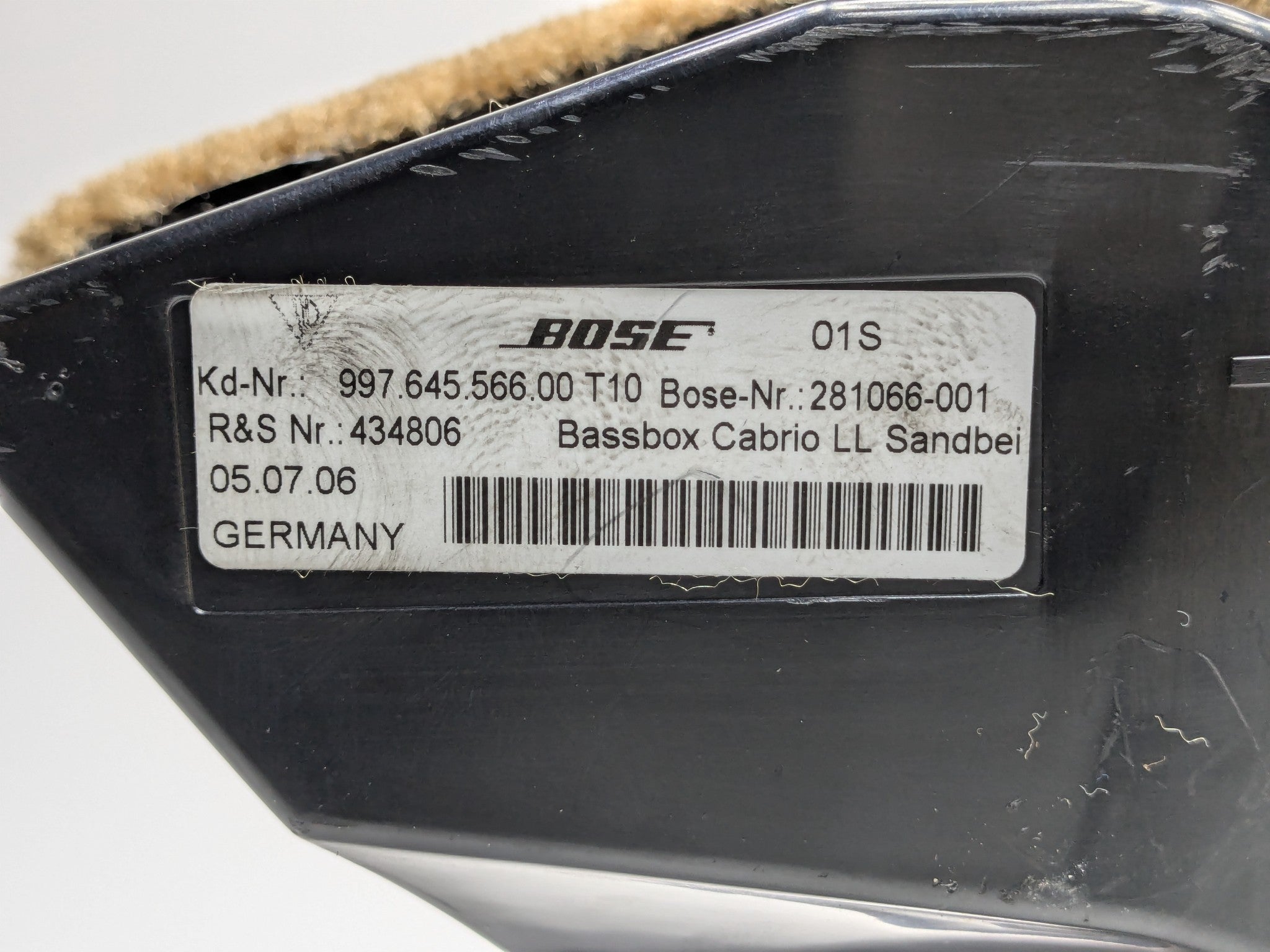 2006 - 2008 OEM PORSCHE CAYMAN REAR TRUNK BOSE SUBWOOFER SPEAKER BOX
