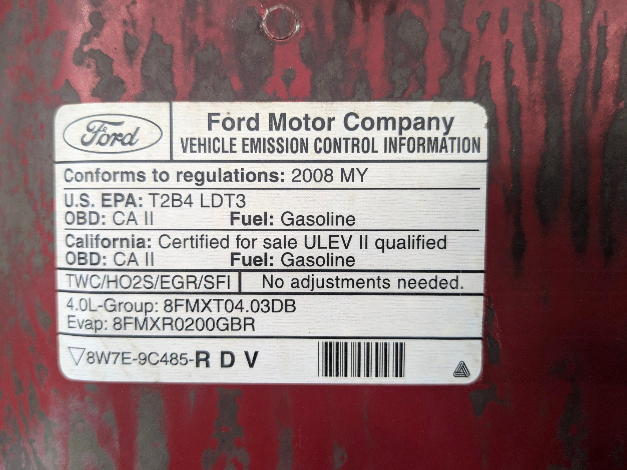 2006 - 2010 OEM FORD EXPLORER FRONT HOOD BONNET SHELL PANEL ASSEMBLY RED