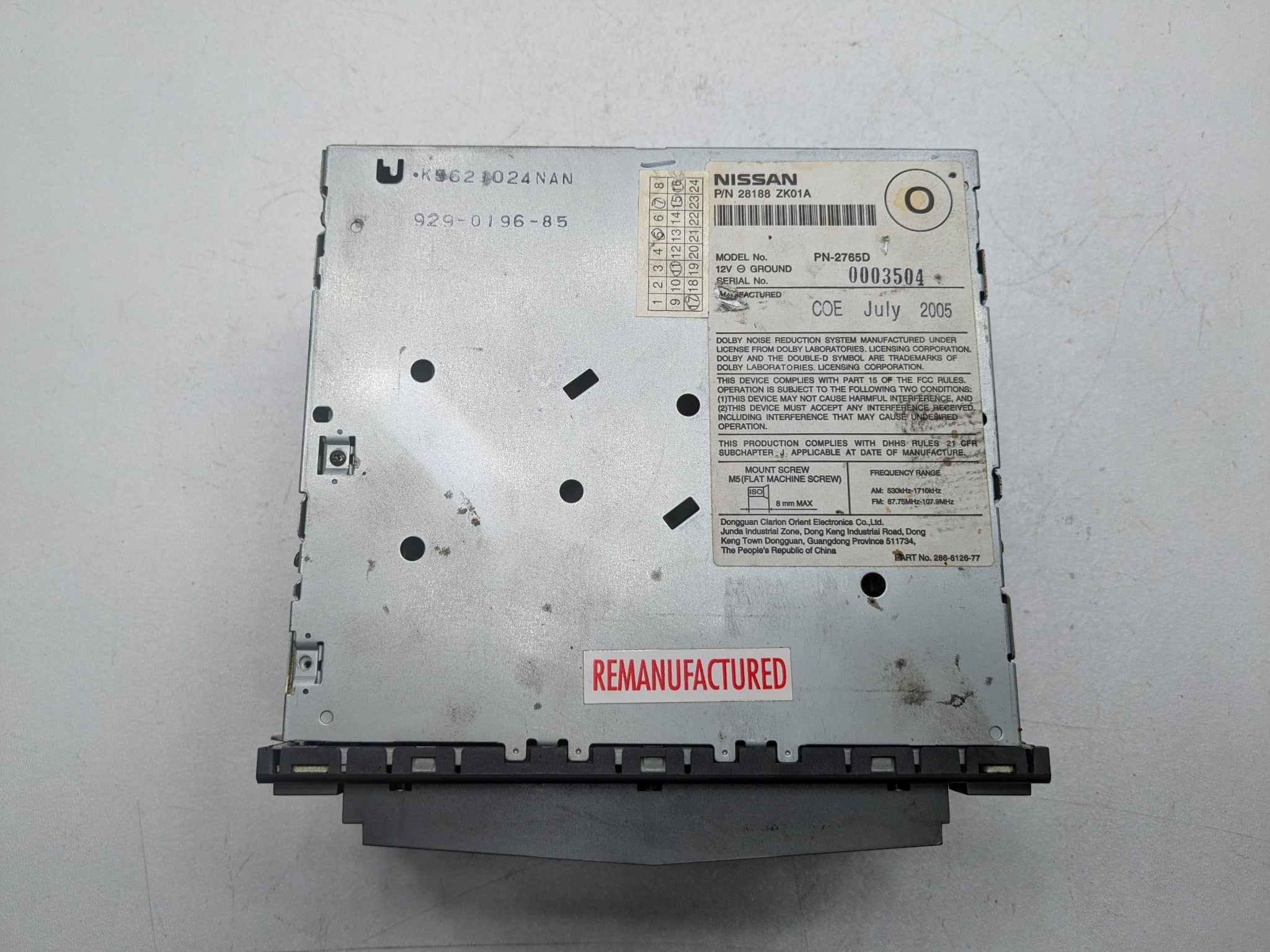 2004 - 2006 OEM NISSAN MAXIMA AUDIO AND VISUAL EQUIPMENT RADIO RECEIVER ASSEMBLY