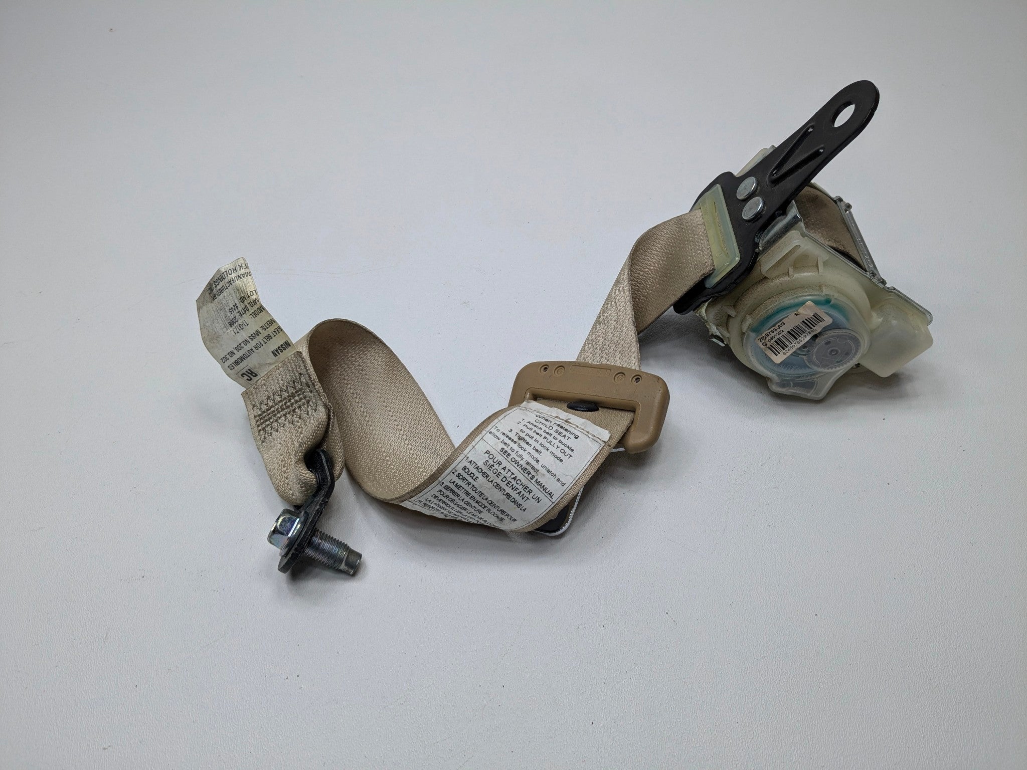 2009 - 2011 OEM NISSAN MAXIMA REAR LEFT DRIVER SIDE SEAT BELT RETRACTOR BROWN