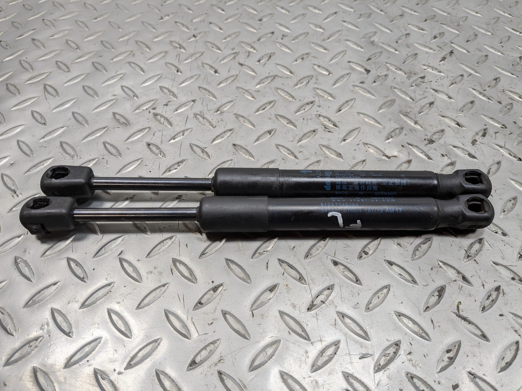 2010 - 2013 OEM MINI COOPER FRONT LEFT AND RIGHT SIDE HOOD SHOCK STRUT SET