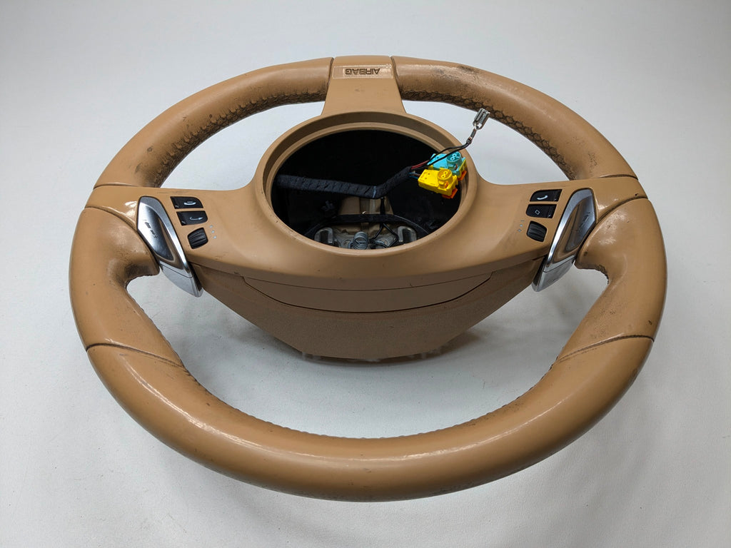 2011 - 2014 OEM PORSCHE CAYENNE STEERING WHEEL WITH CONTROL SWITCH BUTTON BEIGE