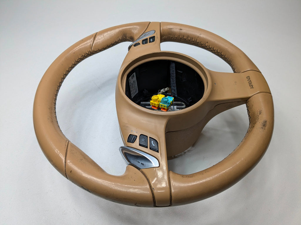 2011 - 2014 OEM PORSCHE CAYENNE STEERING WHEEL WITH CONTROL SWITCH BUTTON BEIGE