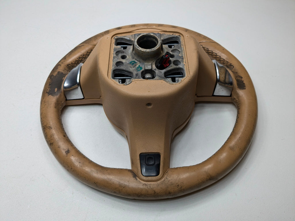 2011 - 2014 OEM PORSCHE CAYENNE STEERING WHEEL WITH CONTROL SWITCH BUTTON BEIGE