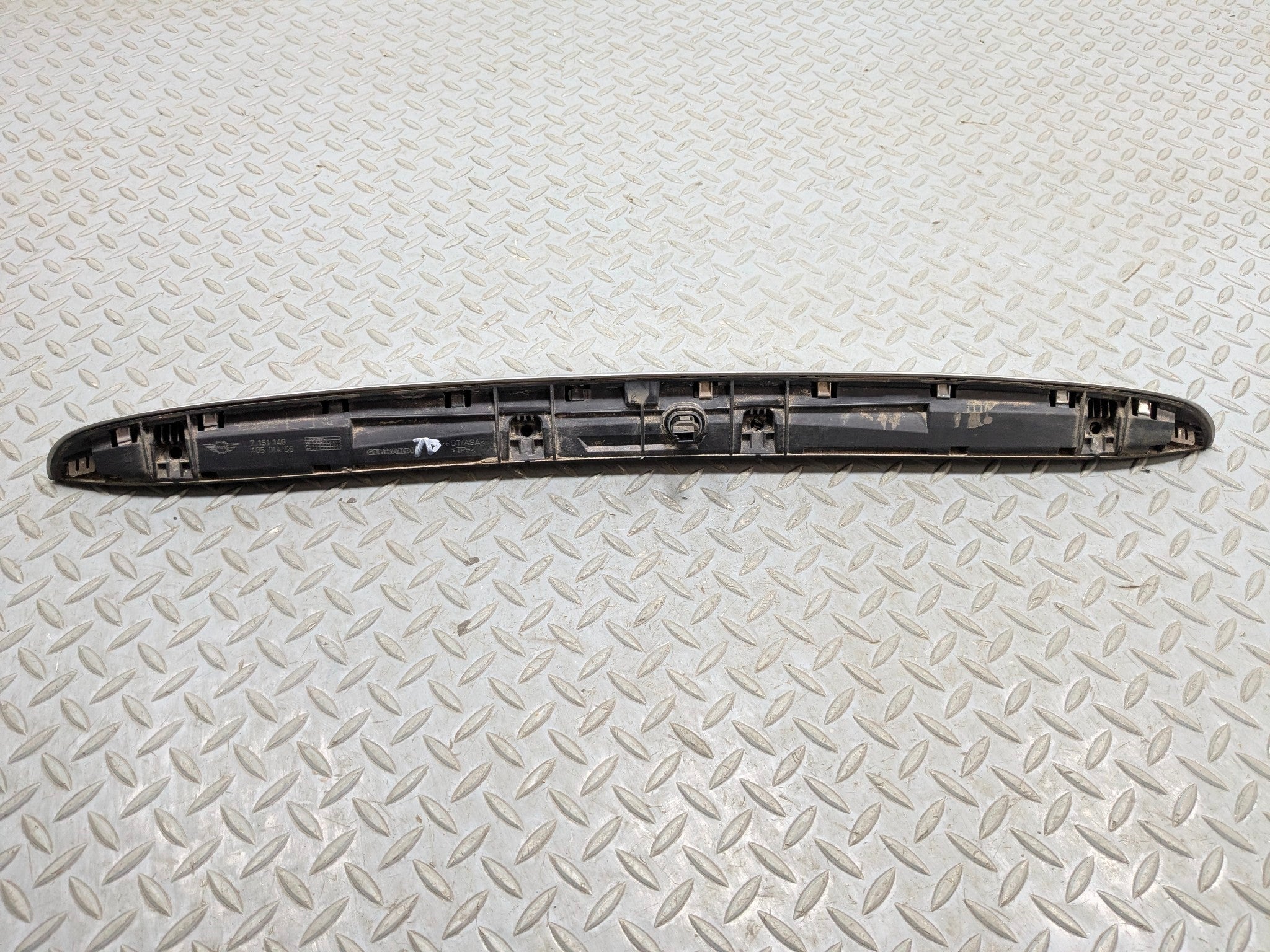 2007 - 2010 MINI COOPER OEM REAR TRUNK LID HANDLE TRIM MOLDING WITH LIGHT CHROME