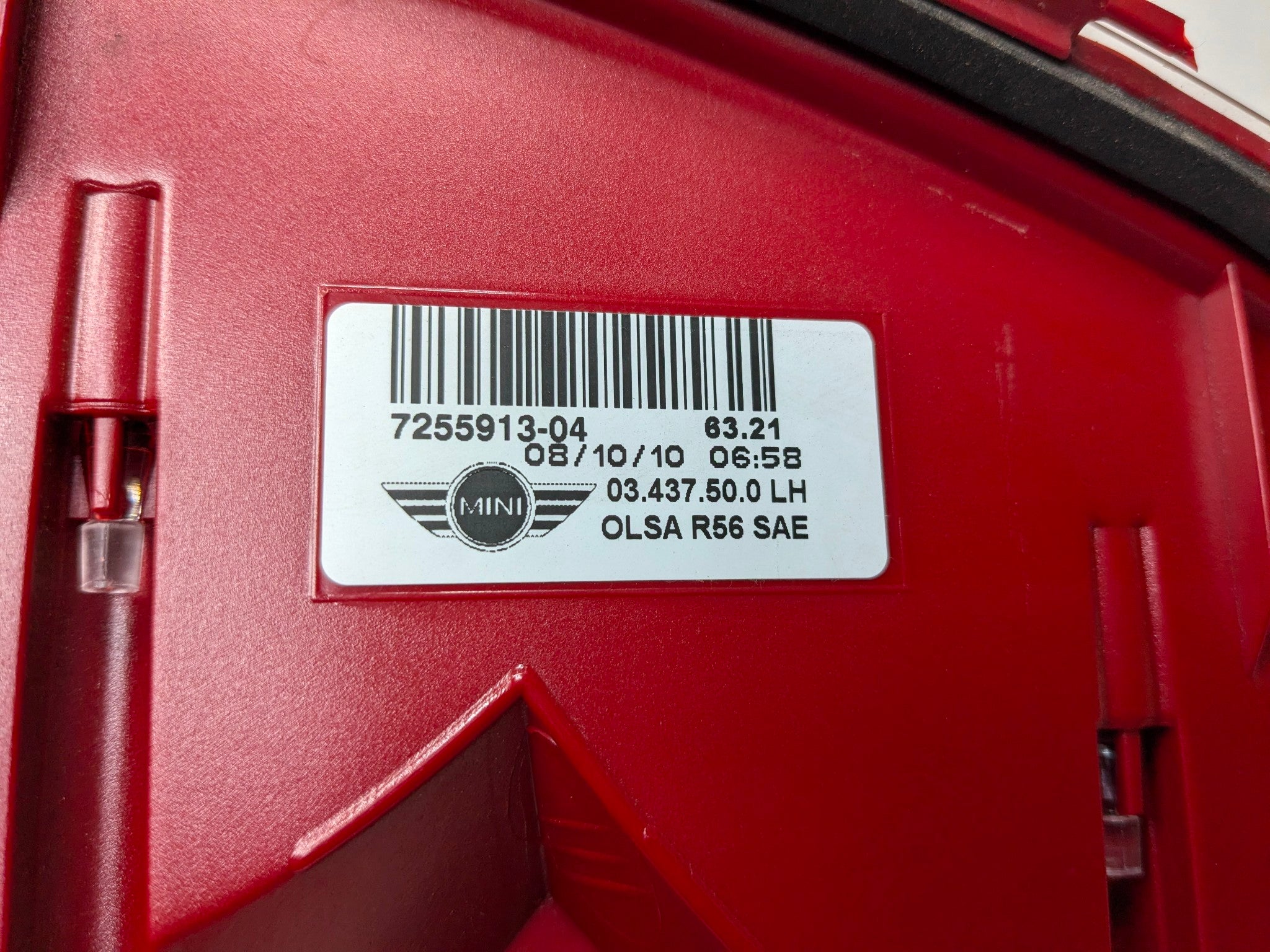 2011 - 2013 MINI COOPER OEM TAIL LIGHT ASSEMBLY REAR LEFT DRIVER SIDE