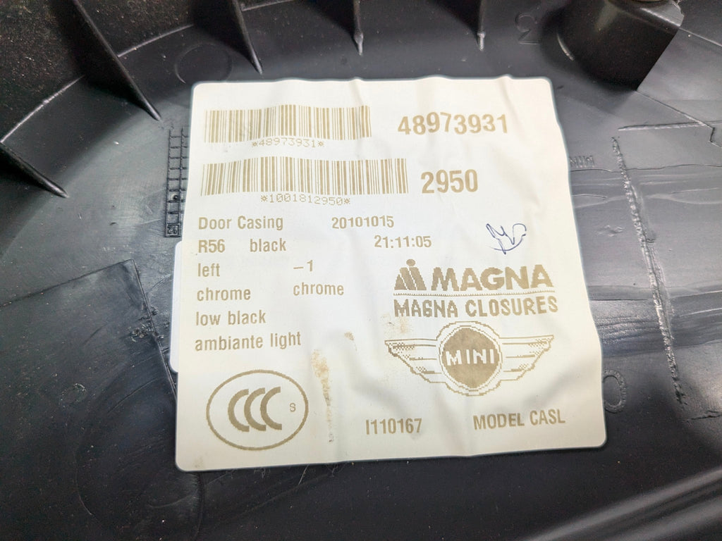 11 - 13 MINI COOPER OEM FRONT LEFT DRIVER SIDE INTERIOR DOOR TRIM PANEL BLACK