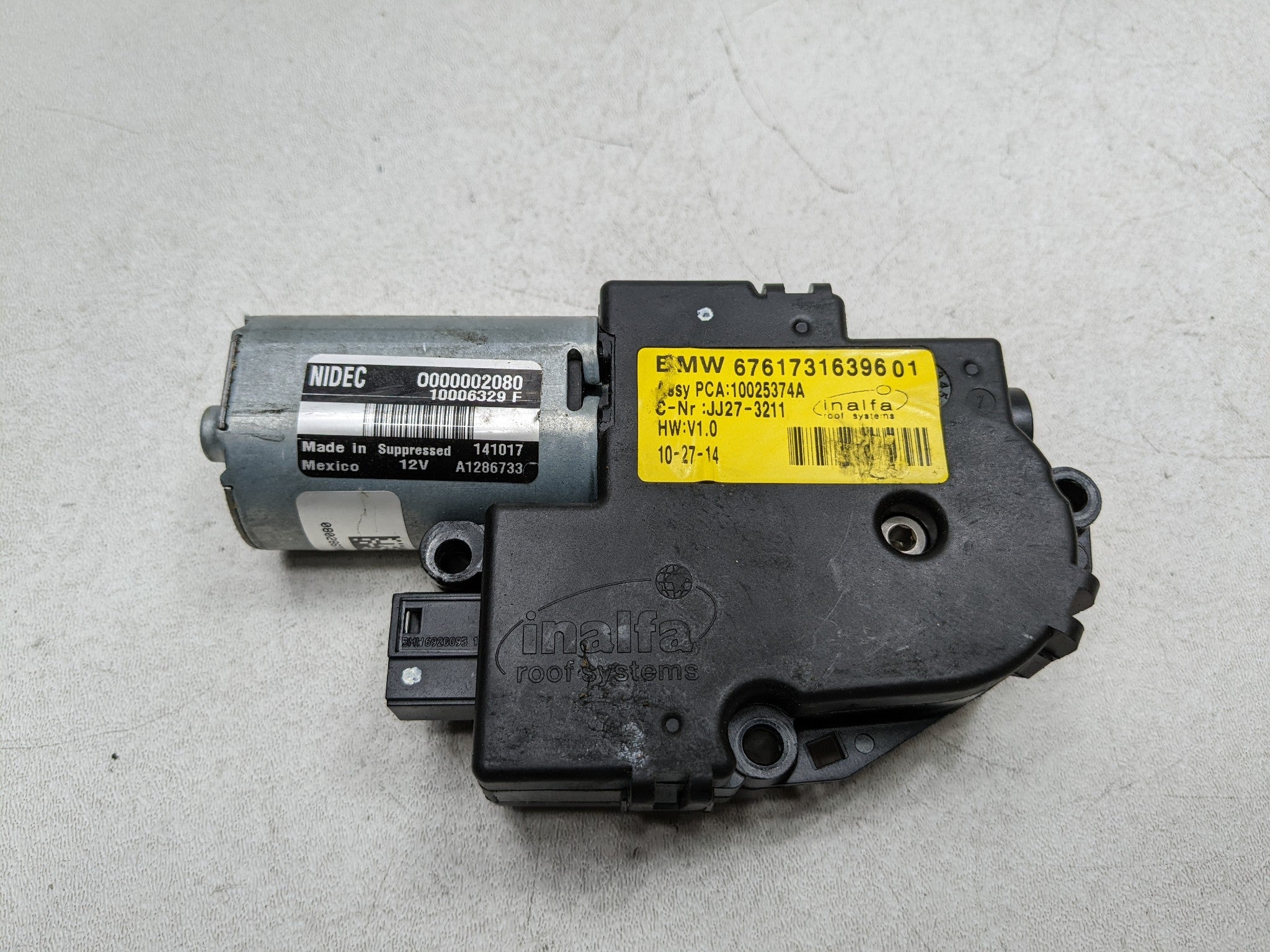 2013 - 2015 BMW X1 OEM FRONT UPPER OVERHEAD SUNROOF GLASS SLIDING MOTOR ASSEMBLY