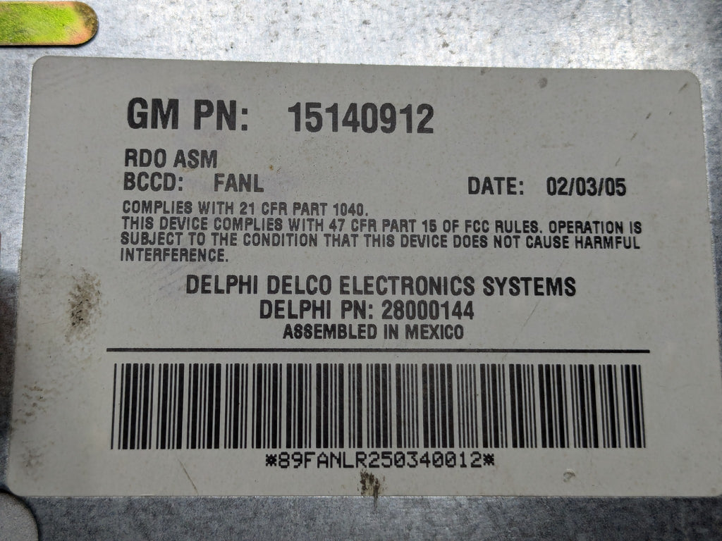 00 - 05 CADILLAC DEVILLE OEM RADIO STEREO RECEIVER UNIT AUDIO VISUAL EQUIPMENT