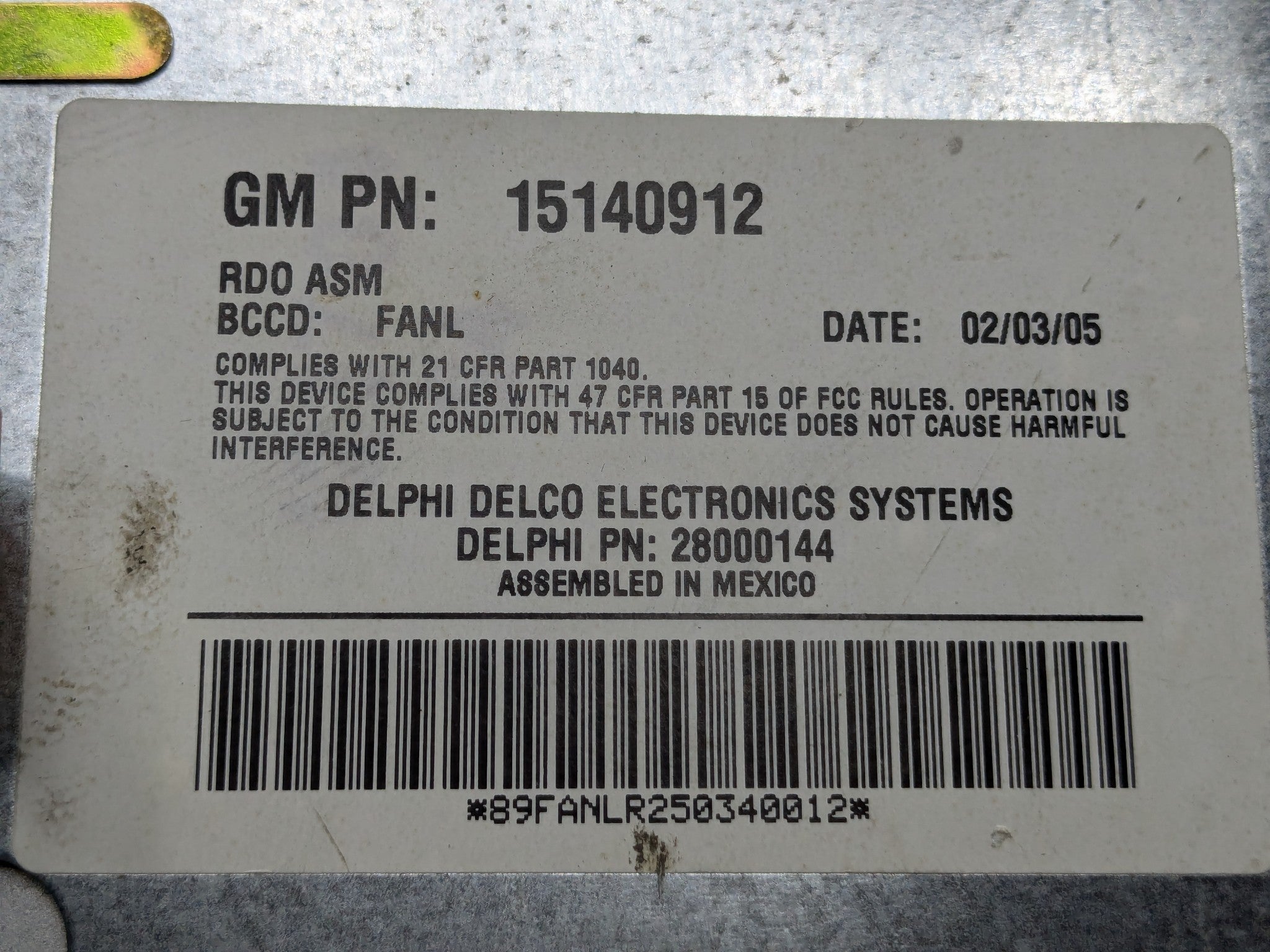 00 - 05 CADILLAC DEVILLE OEM RADIO STEREO RECEIVER UNIT AUDIO VISUAL EQUIPMENT
